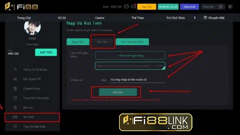 Xac Nhan Thong Tin Va Mat Khau De Rut Tien Fi88